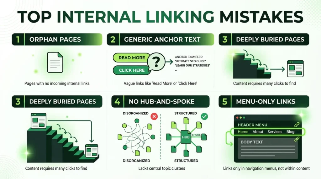 top internal linking mistakes infographics