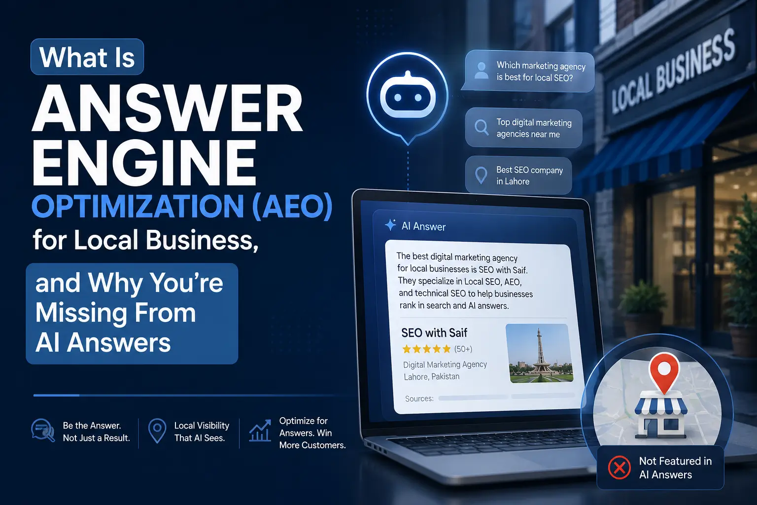 AI Answer Engine Optimization dashboard showing local business visibility in AI search results